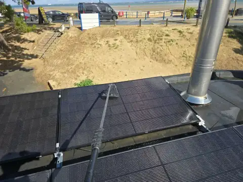 Safe solar panel cleaning access