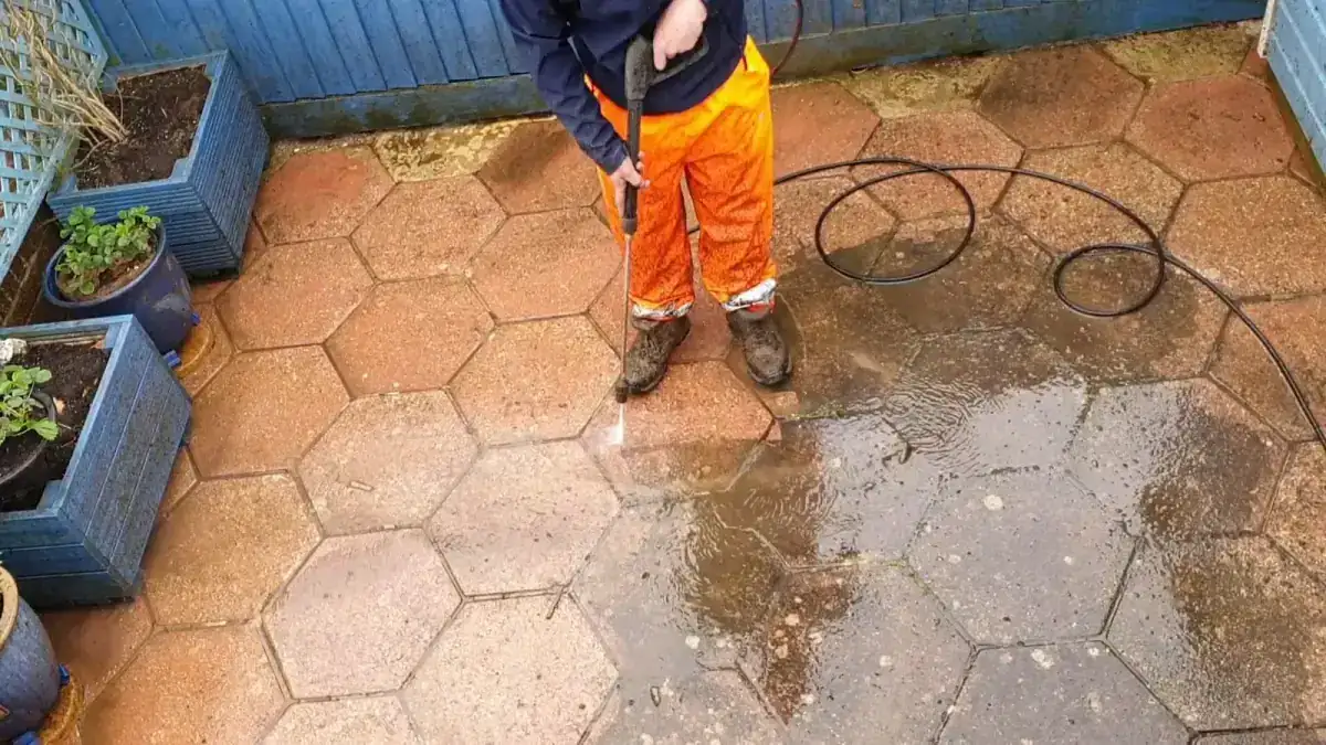 Pressure washing patios and driveways
